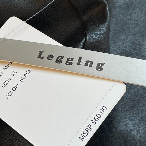 Zac & Rachel NEW Vegan Leather Black Leggings have Permanent Crease Down Front - Picture 8 of 10